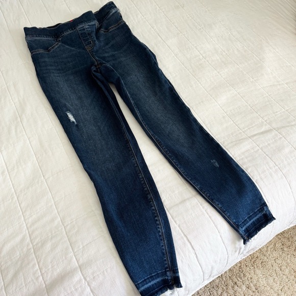 Spanx Jeans Women's SMALL Blue Jean Ankle Skinny Distressed Pull On Jegging‎ - Picture 2 of 10